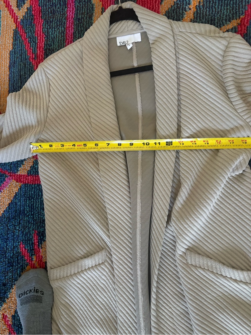 DR2 Neutral Ribbed Open-Front Cardigan in Cream - Picture 9 of 9